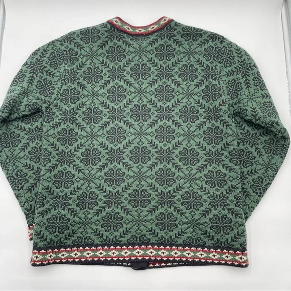 LL Bean Womens Vintage Fair Isle Cotton Nordic Cardigan Sweater Size Medium - Picture 8 of 14